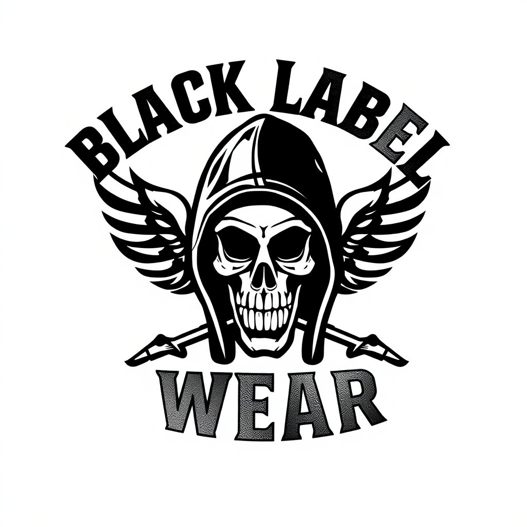 A logo design for a street wear clothing brand 'Black Label Wear'