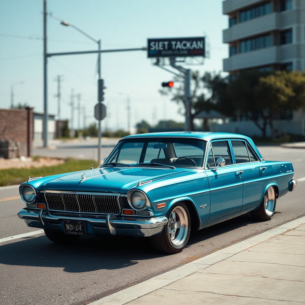 the car is parked on the side of the road, inspired by Taiyō Matsumoto, tumblr, restomod, nd4, c4 metallic shine classic american low rider car