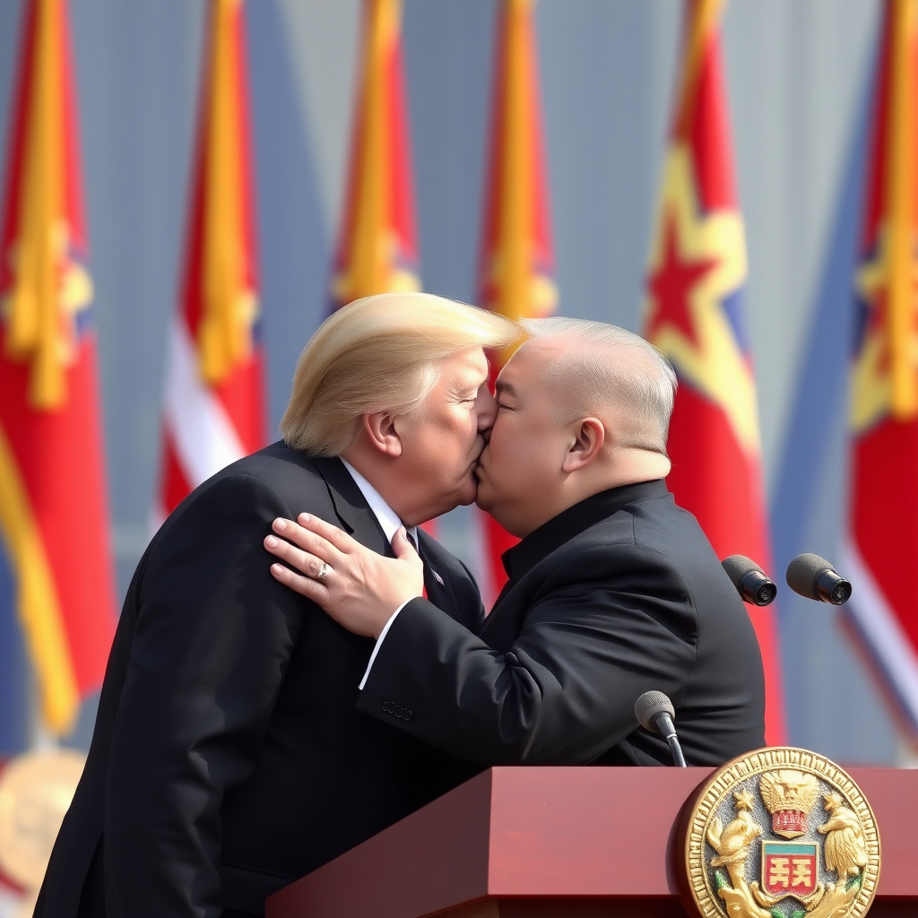 Donald Trump and Kim Jong Un kissing