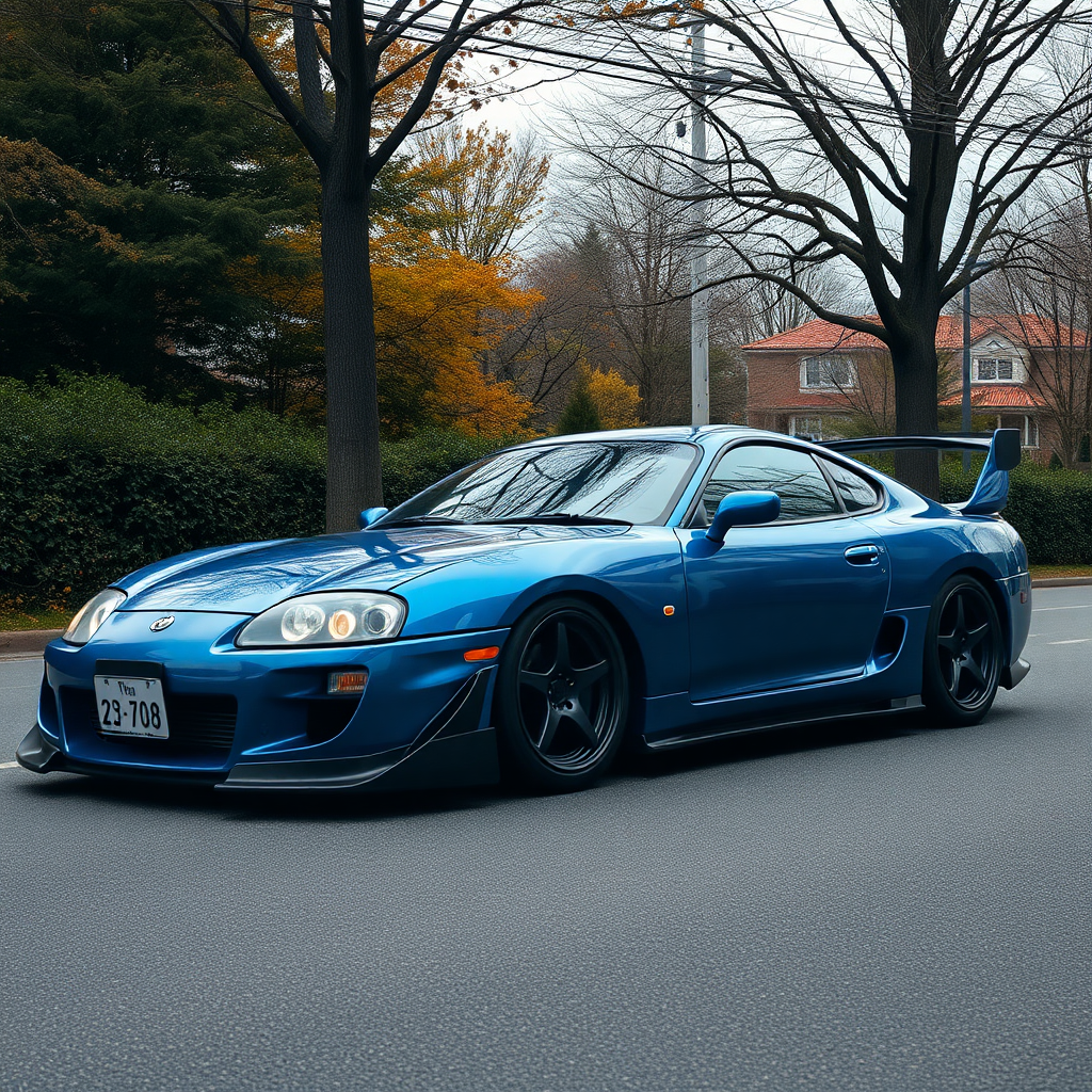 toyota supra the car is parked on the side of the road, inspired by Taiyō Matsumoto, tumblr, restomod, nd4, c4