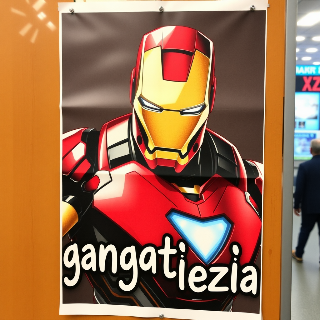 One poster had a picture of Iron Man with "gangtiexia" on it.