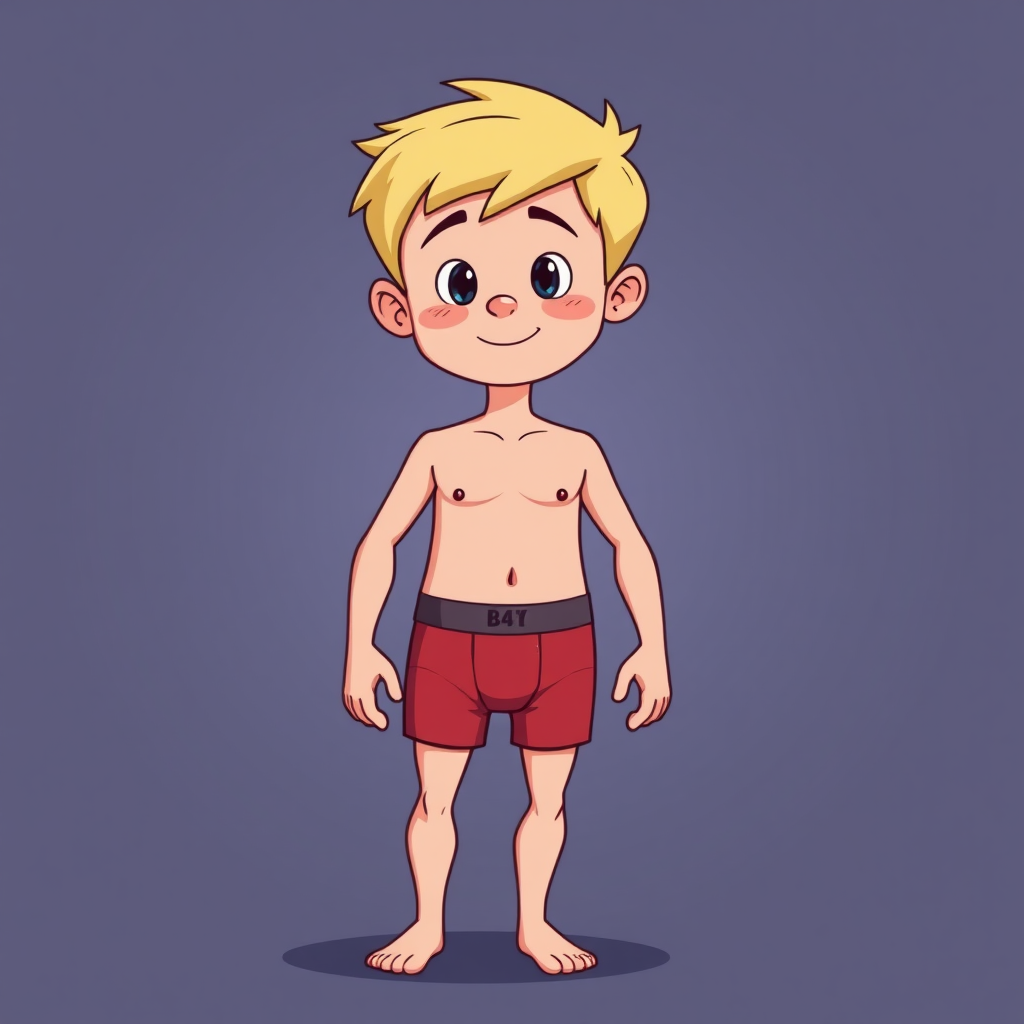 11 year old boy in his cartoon boxer briefs