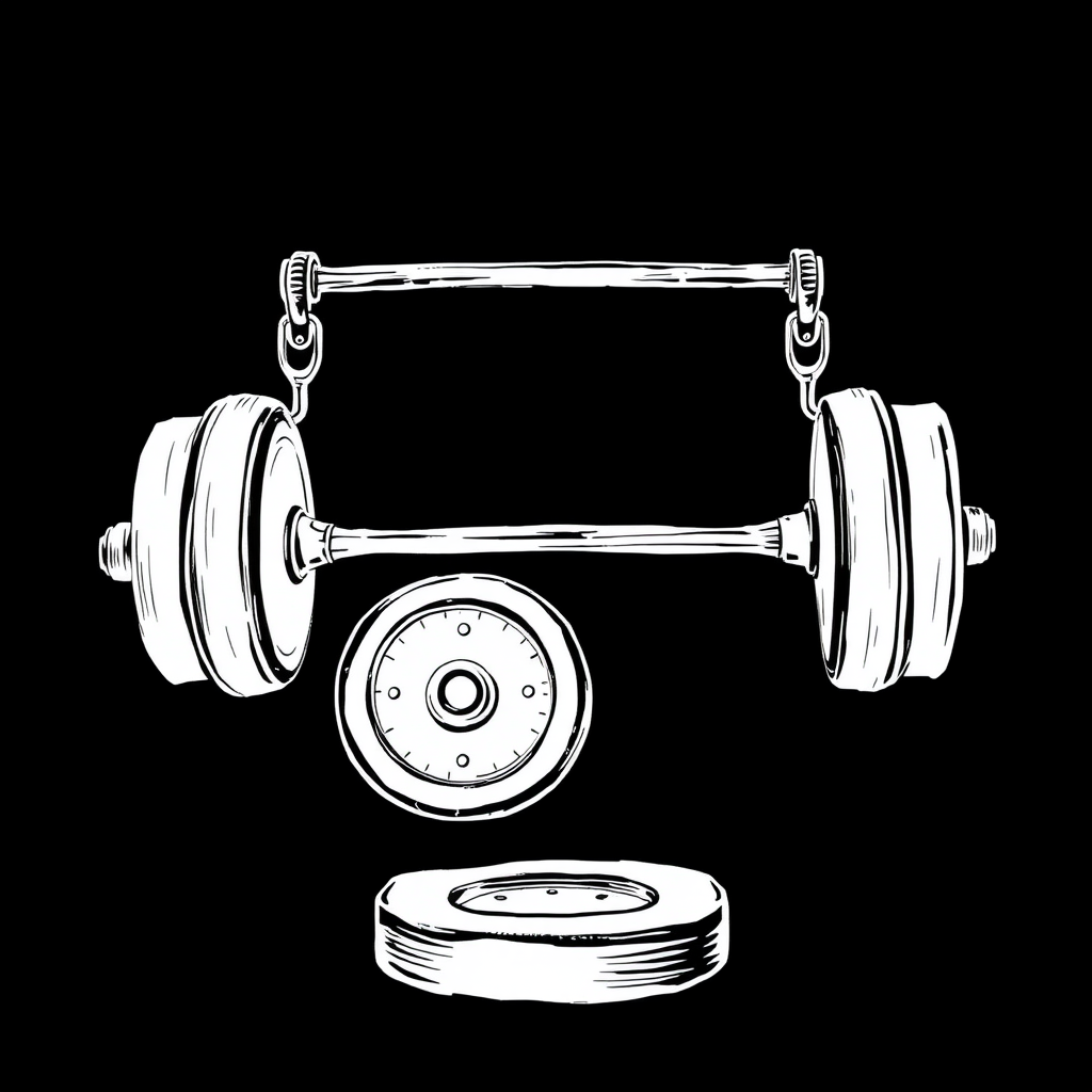 weights drawing black background