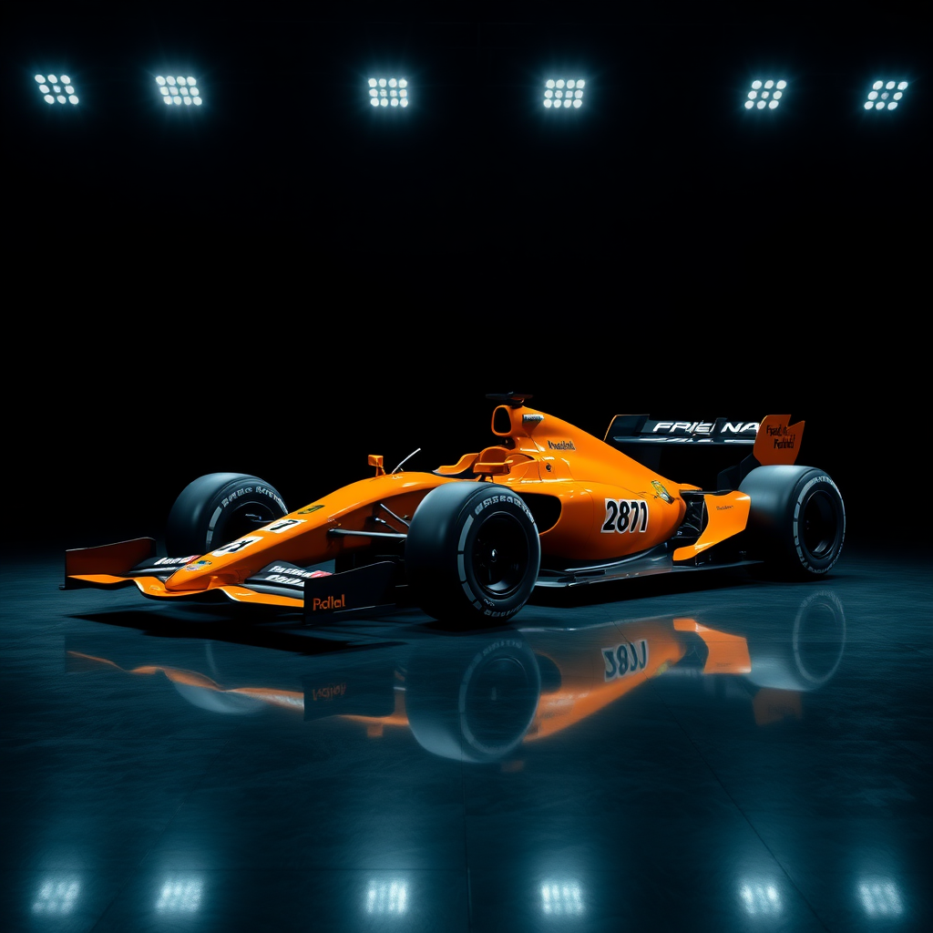 f1 car mclaren in dark backgroud with floor