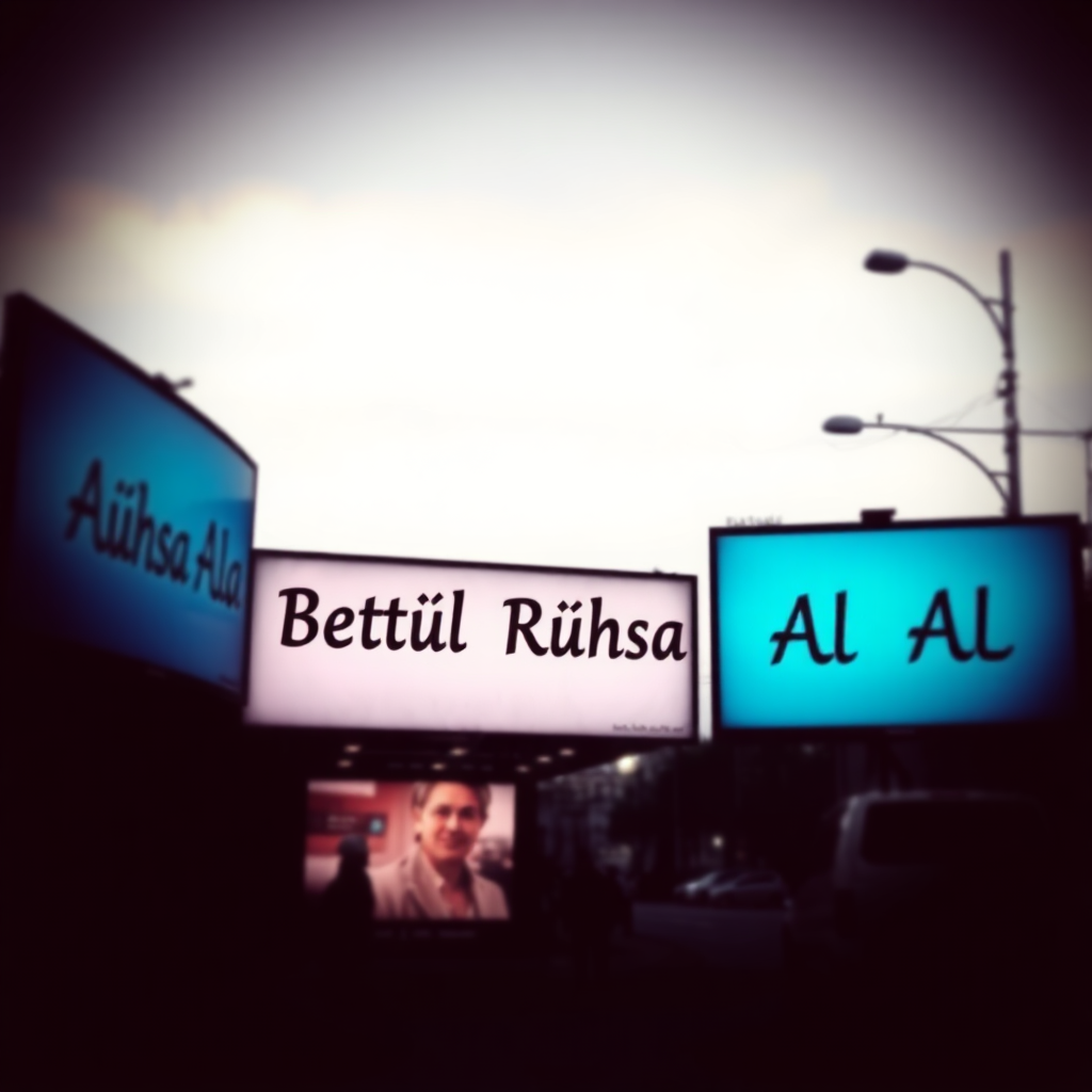 "Betül Ruhsat Al" is written on billboards.