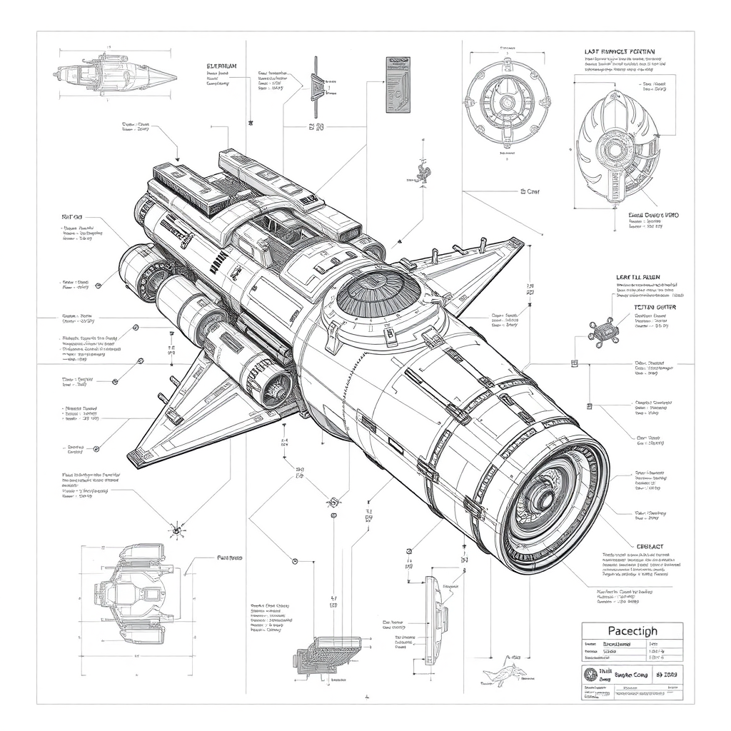 Spacecraft technical drawing