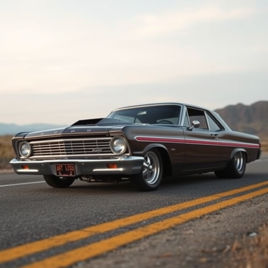 The drag car is parked on the side of the road, inspired by Taiyō Matsumoto, tumblr, restomod, nd4, c4 metallic shine classic american low rider ford