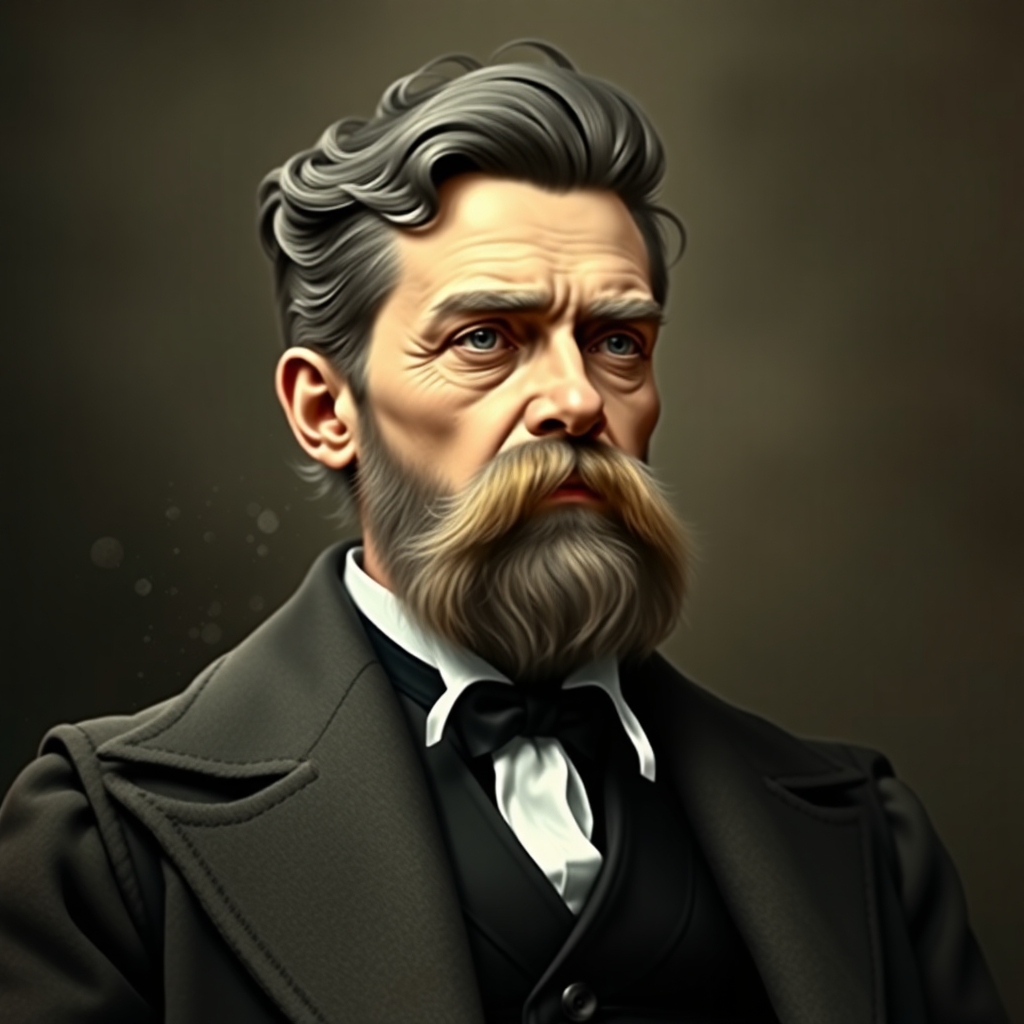 create a realistic picture of Nietzche