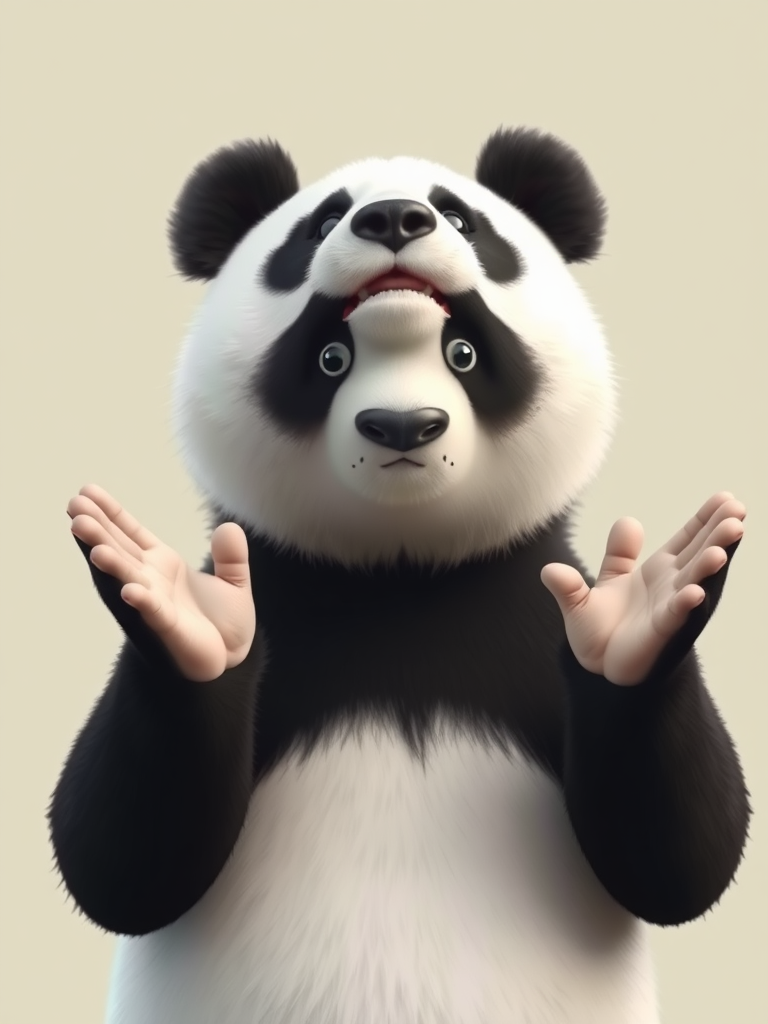 A picture of a panda bear raising his hands, shrugging. As to indicate that he does not know the answer to a question being asked him.