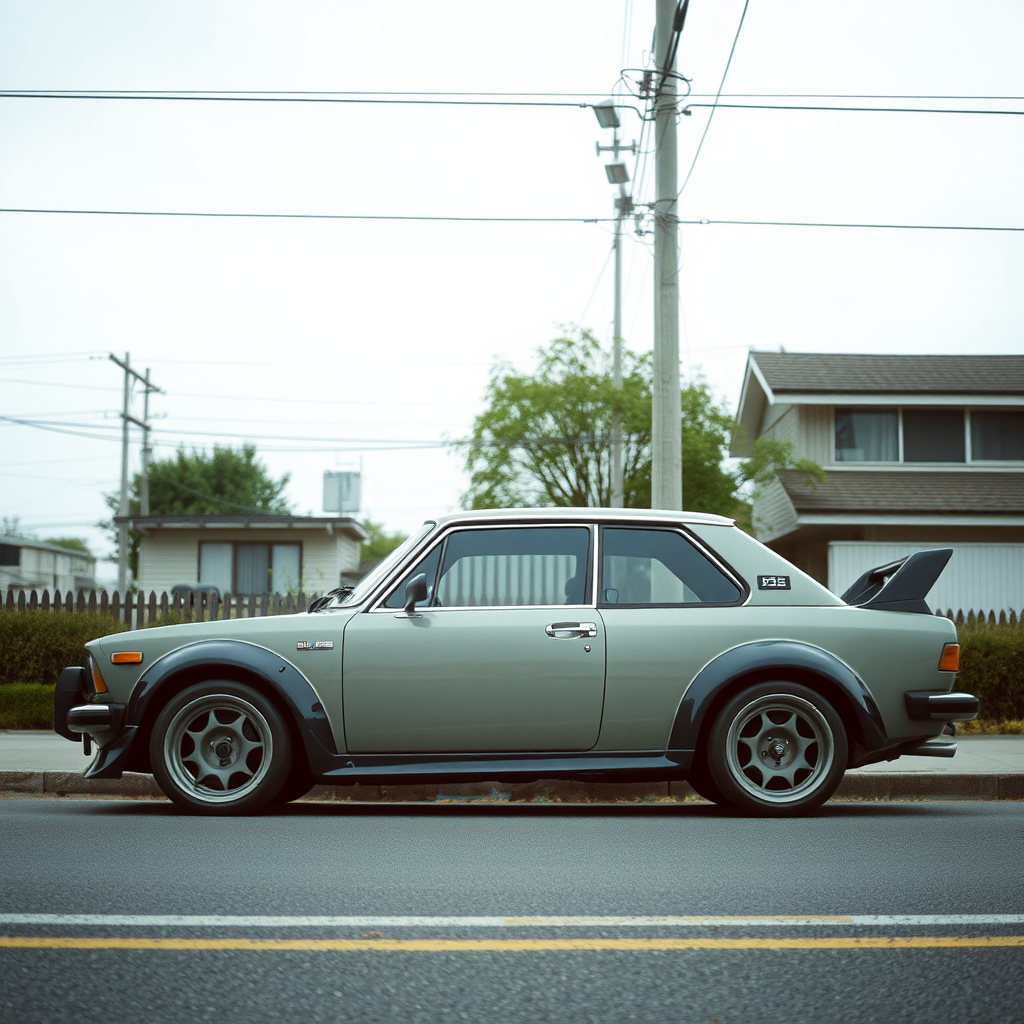 the car is parked on the side of the road, inspired by Taiyō Matsumoto, tumblr, restomod, nd4, c4