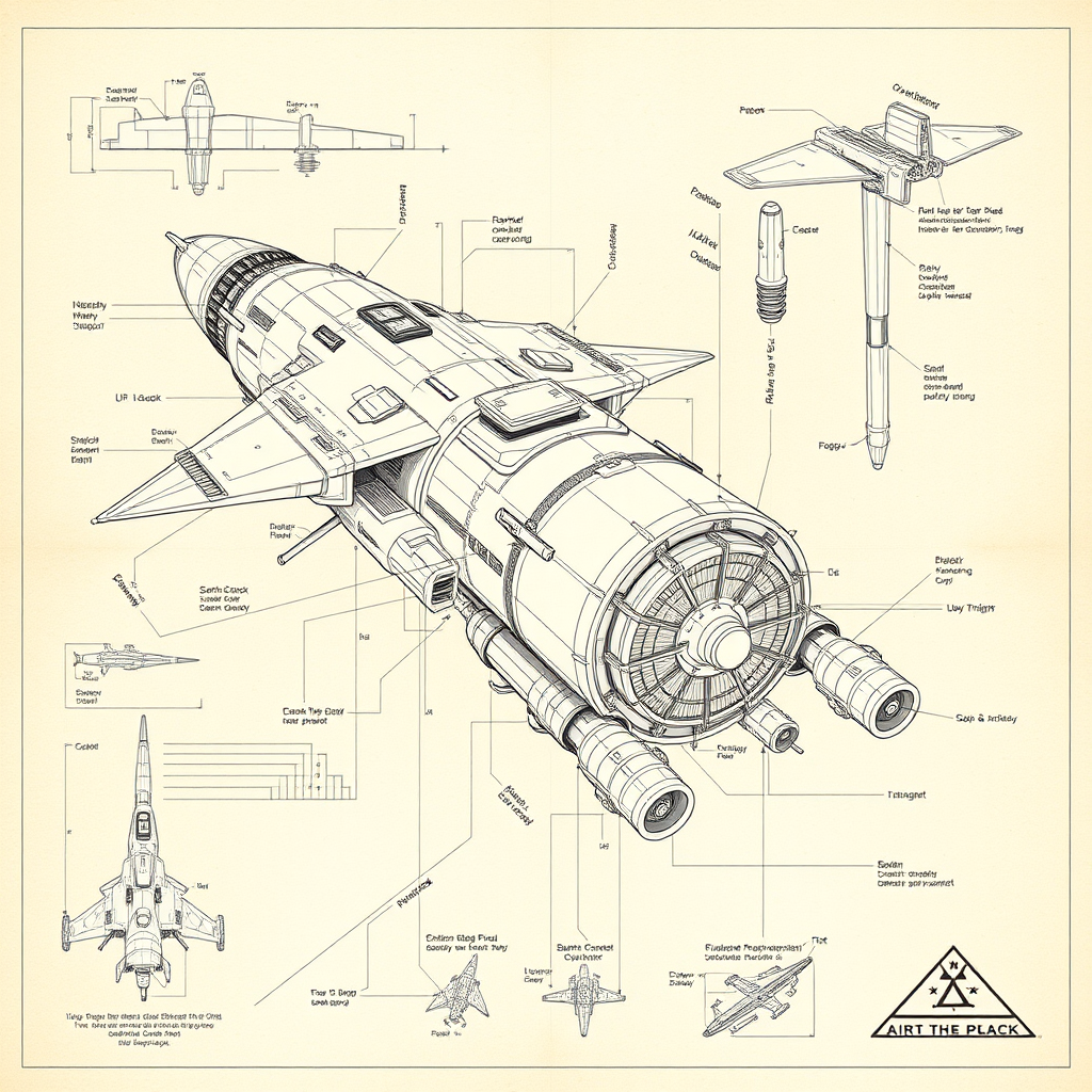 Spacecraft technical drawing