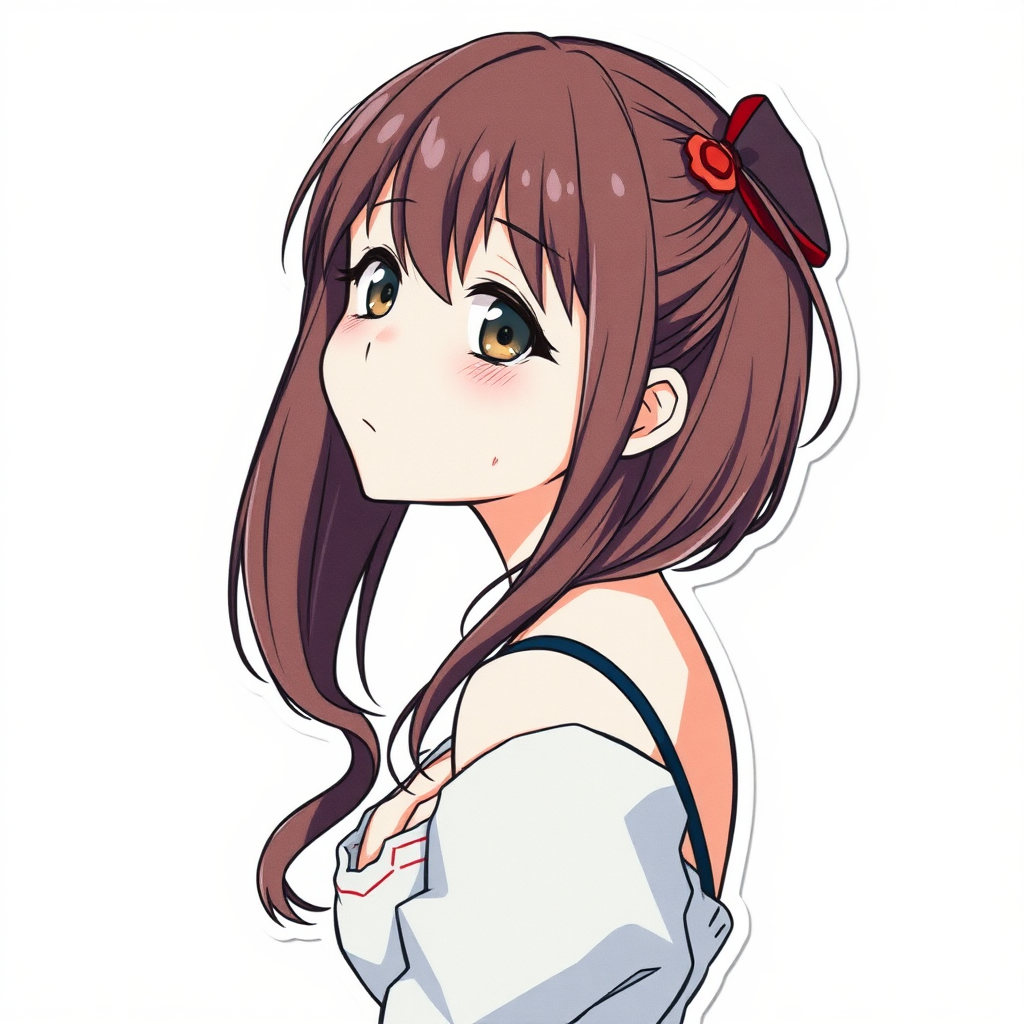 anime sticker, anime girl, white background, sexy