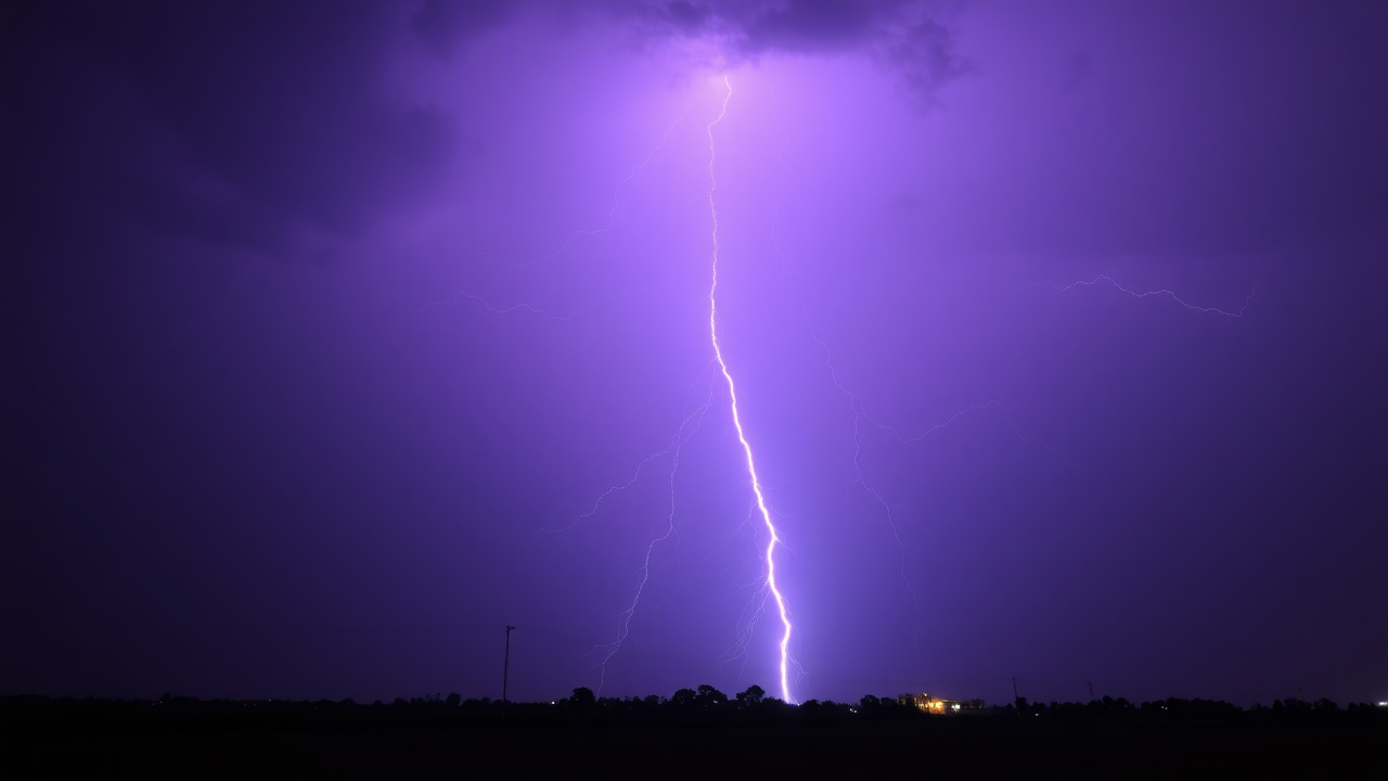 photo, nature, lightning, purple sky,