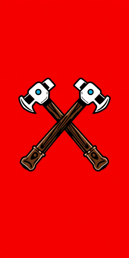 two claw hammers crossed, on a solid background, for a logo