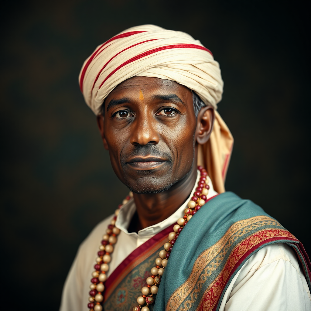 create a photorealistic image of a black person wearing traditional indian dress but they are also very jewish