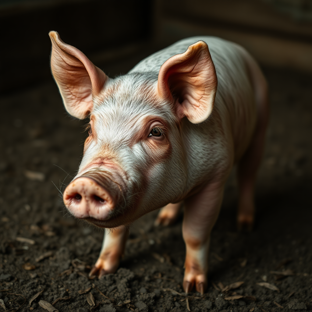 An adult pig with human skin