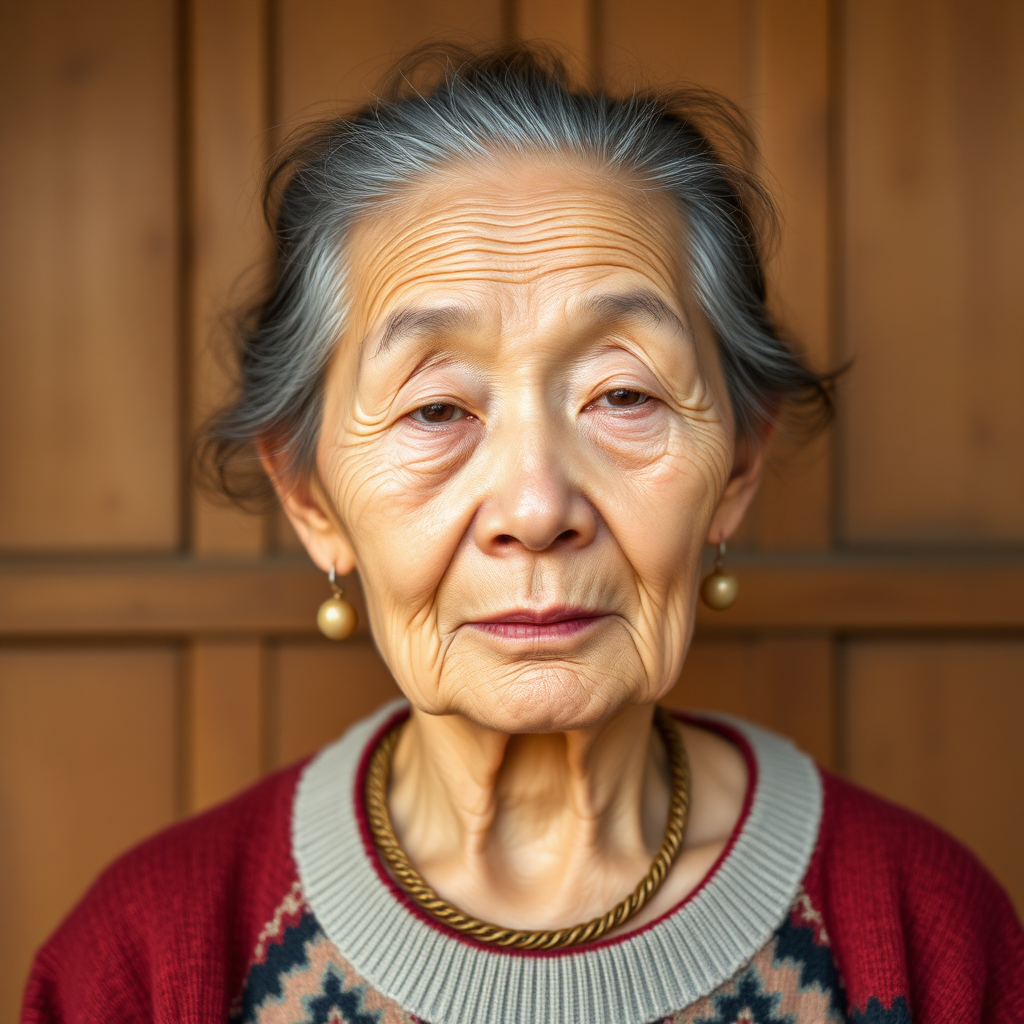 70-year-old Korean woman, upper body, frontal photo