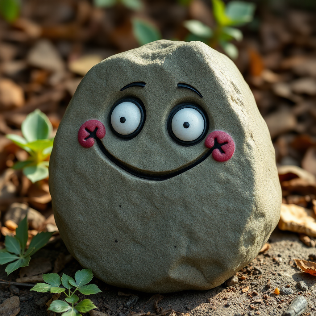 A not not looking not creepy happy stone with a mouth without eyes