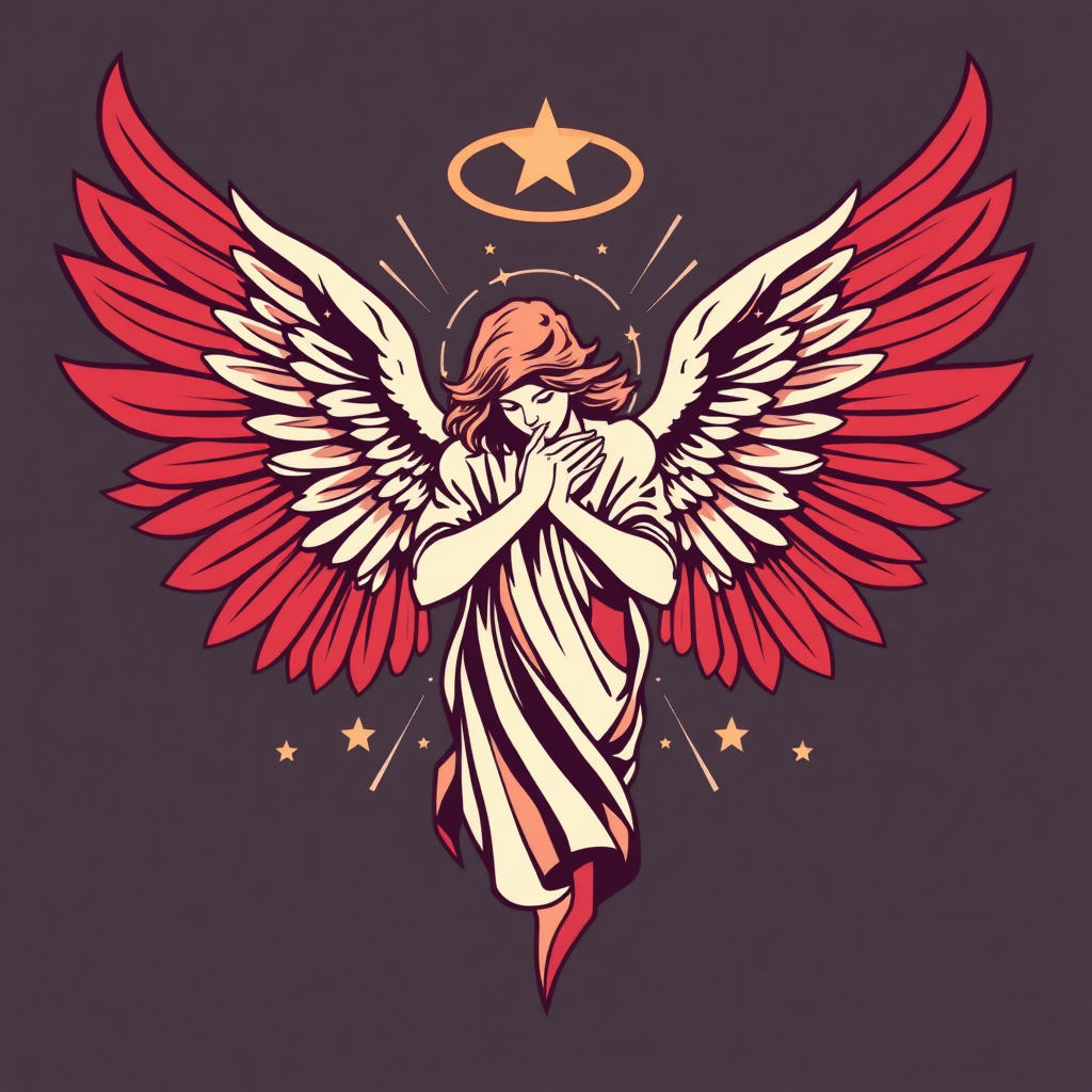 art with angel motifs that is for t-shirt. Clean but sharp. Streetwear style