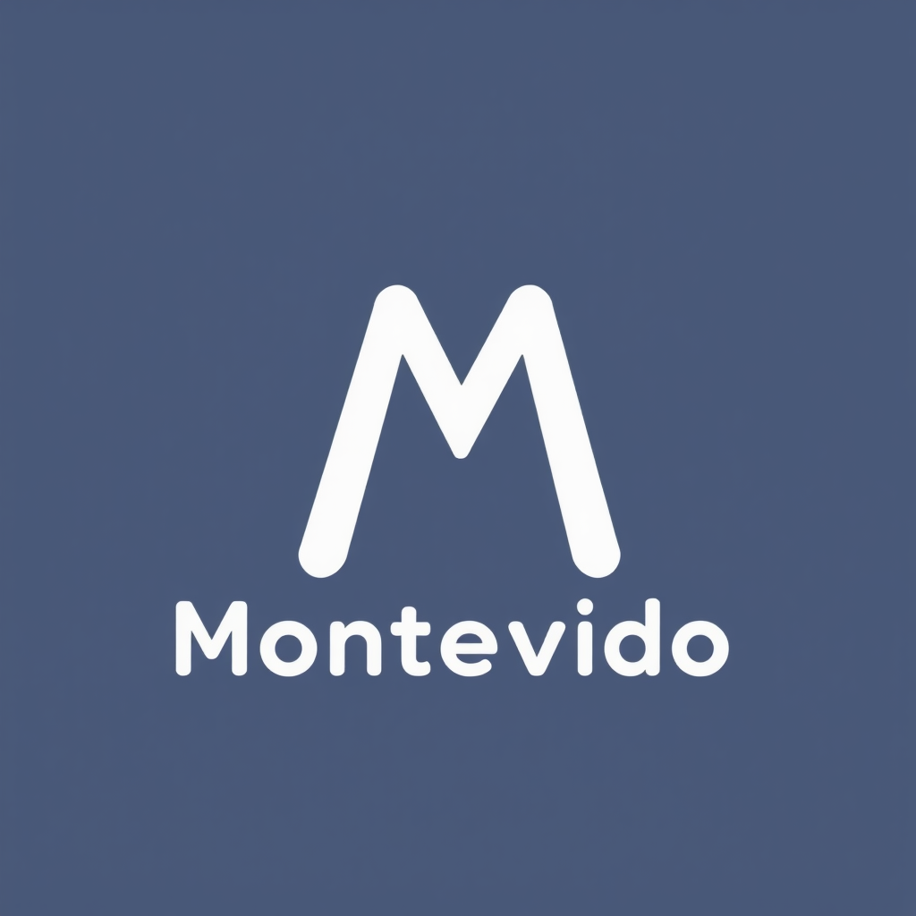 Make a simple logo for a repository of places and activities to do in Montevideo, Uruguay. Make sure to include an M, keep the background a plain color, don't include the word Montevideo, add stuff to make it look like a map of places. Make the accent color light blue. Make it so it works better when really small. Make it bold and rounded.