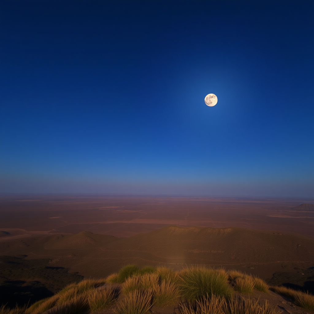 A scene with the moon, high-definition photo, vast landscape.