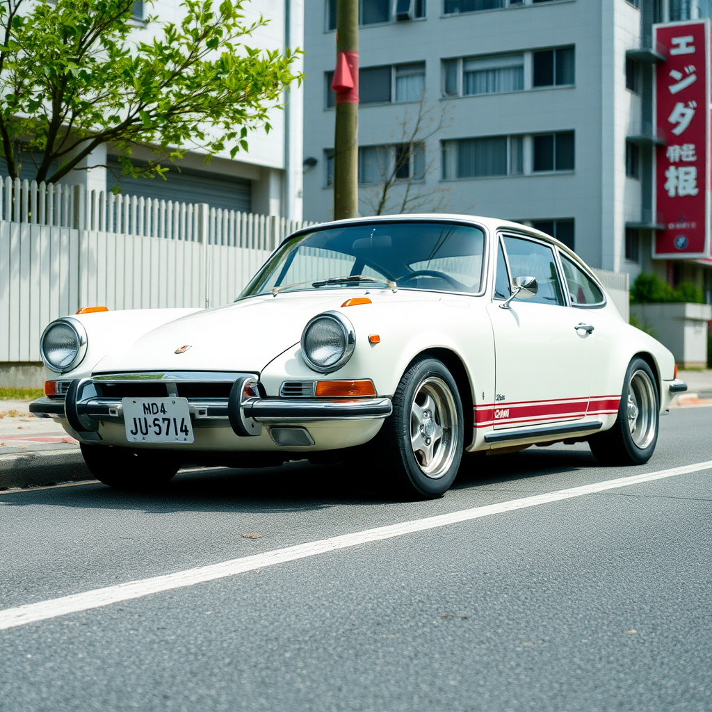 the car is parked on the side of the road, inspired by Taiyō Matsumoto, tumblr, restomod, nd4, c4