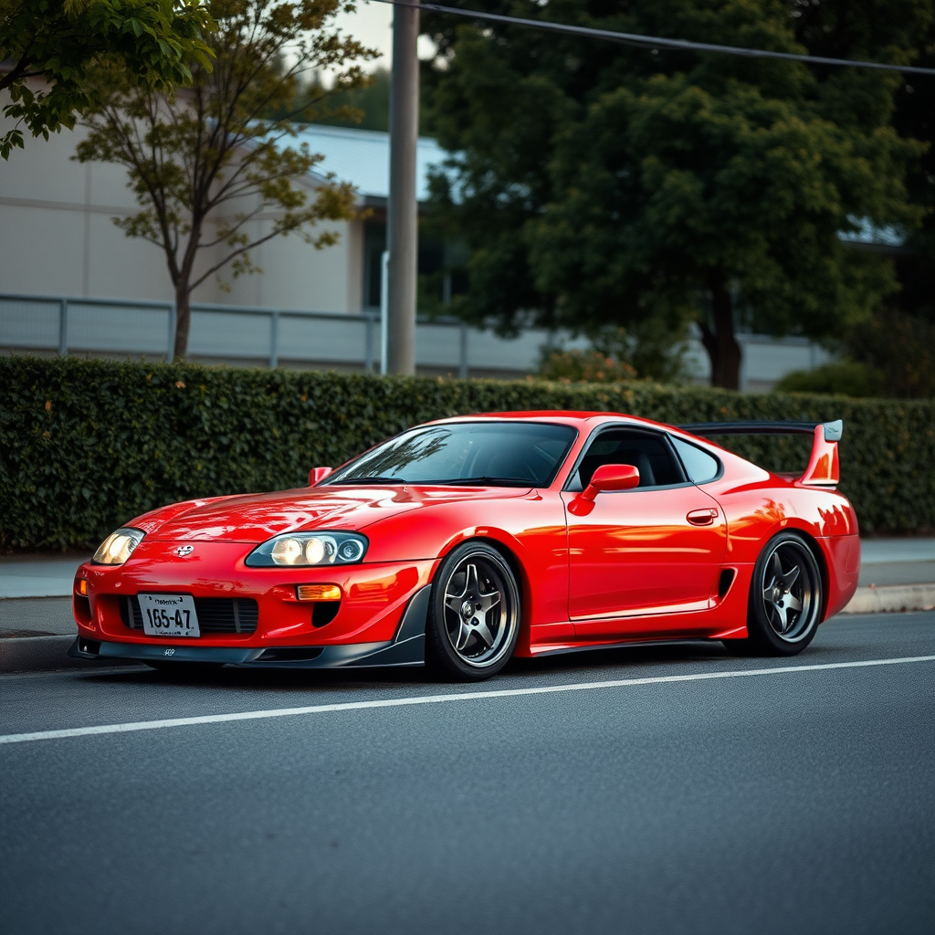 toyota supra the car is parked on the side of the road, inspired by Taiyō Matsumoto, tumblr, restomod, nd4, c4