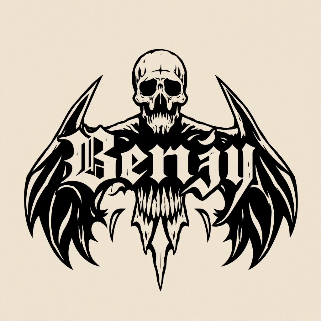 a death metal logo that says "Benjy"