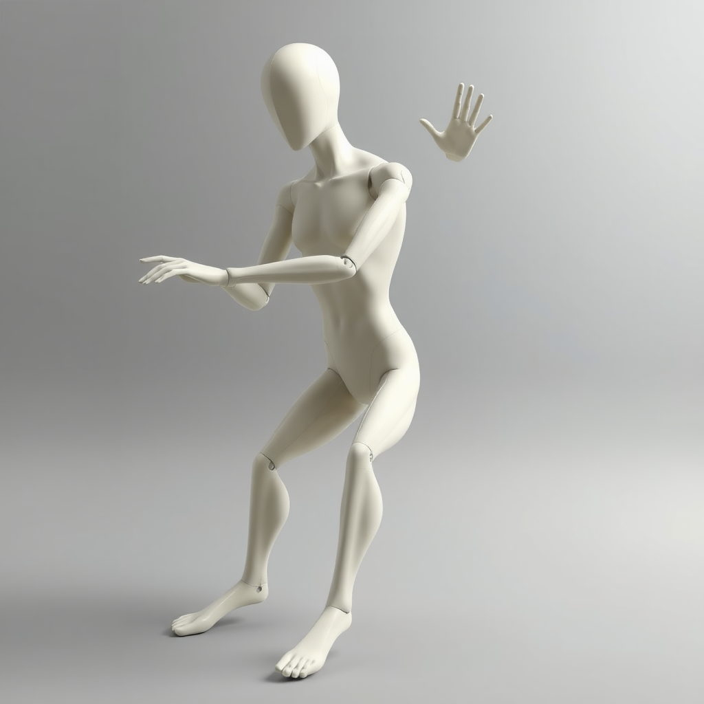 An example mannequin striking a quadruped pose in anime style.