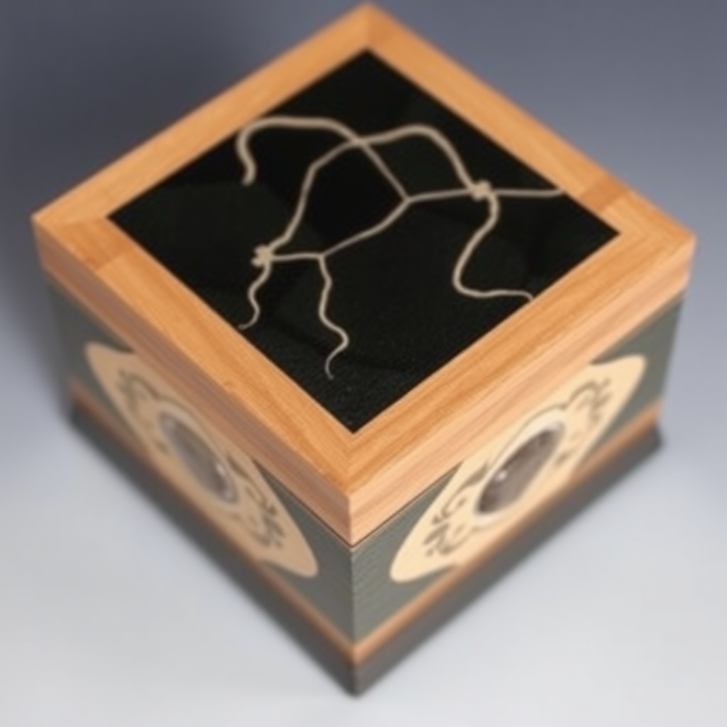 Decorative wood box with stone inlay