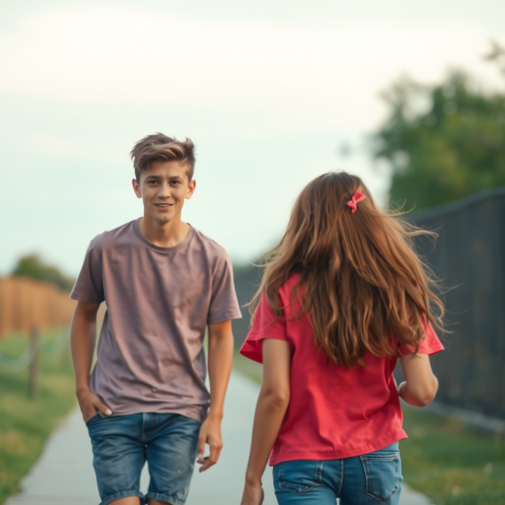 Picture of a young guy who's crying while a beautiful girl walks away from him.