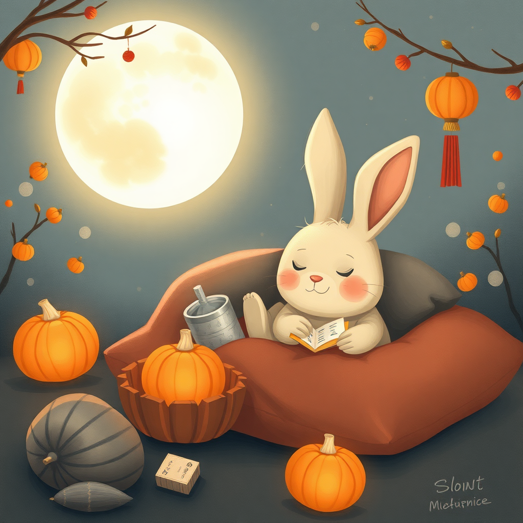 Going to sleep, Mid-Autumn Festival, little rabbit.