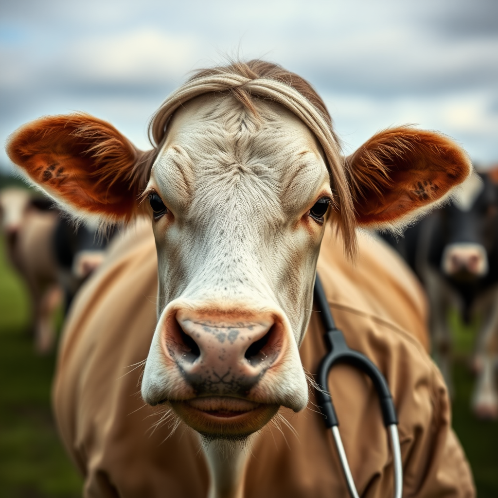 Danish female, cattle veterinarian, frontal view