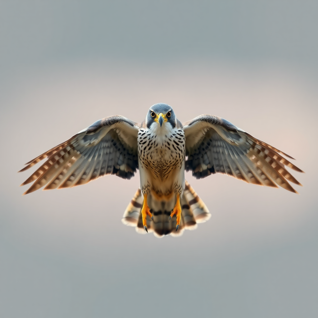 a peregrine falcon spreading its wings wide in front of the camera in 8K perfect quality realistic