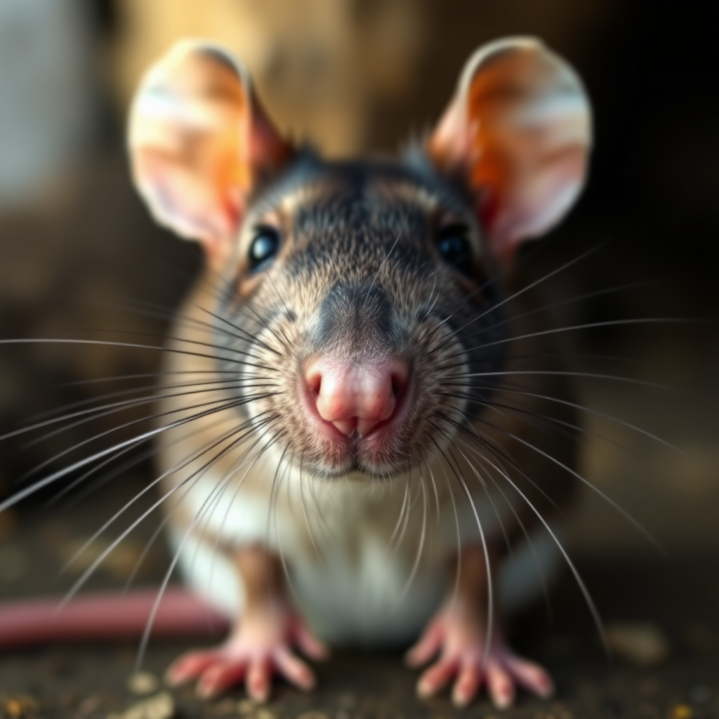 A photo of a rat with a ridiculously big human nose