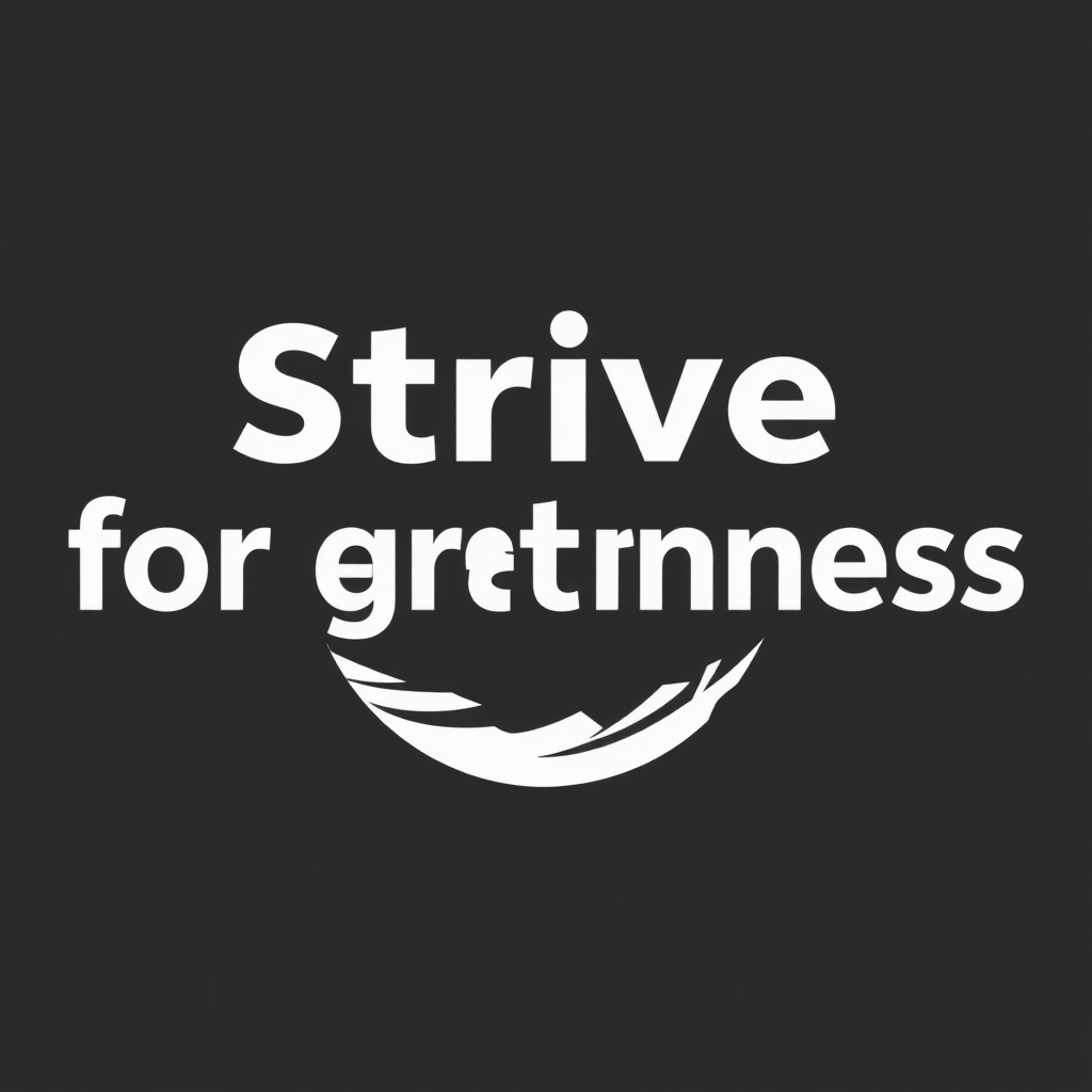 slogan logo for company "Strive for greatness". Black & white only sentence