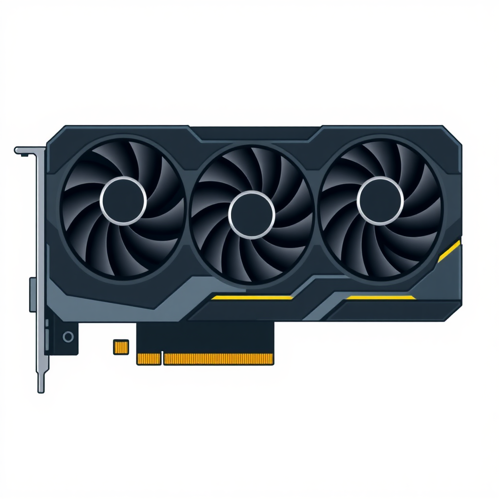 flat icon of graphics card with 3 fans