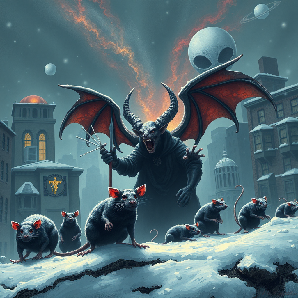 Demon rats invading Boston, Satan, blizzard, ancient aliens