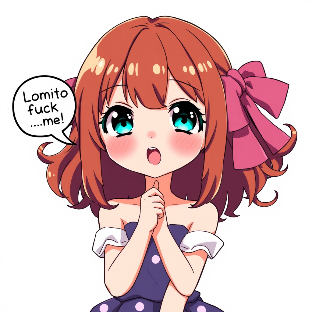 anime loli with speech bubble saying "Lomito fuck me"