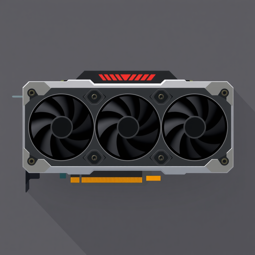 flat icon of gpu with three fans