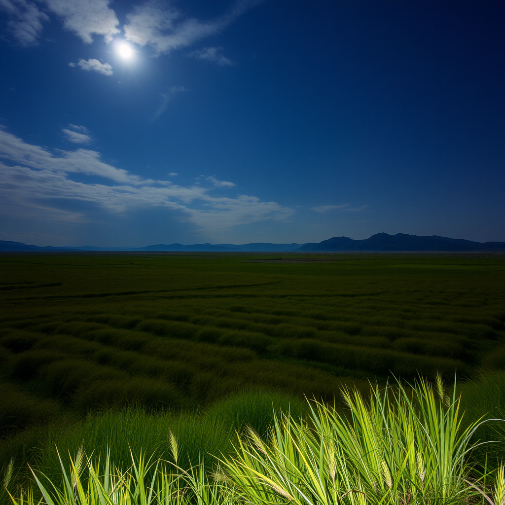 Beautiful night scene, portrait photo, natural scenery, grassland, vast and magnificent, HD 4K, large scene,