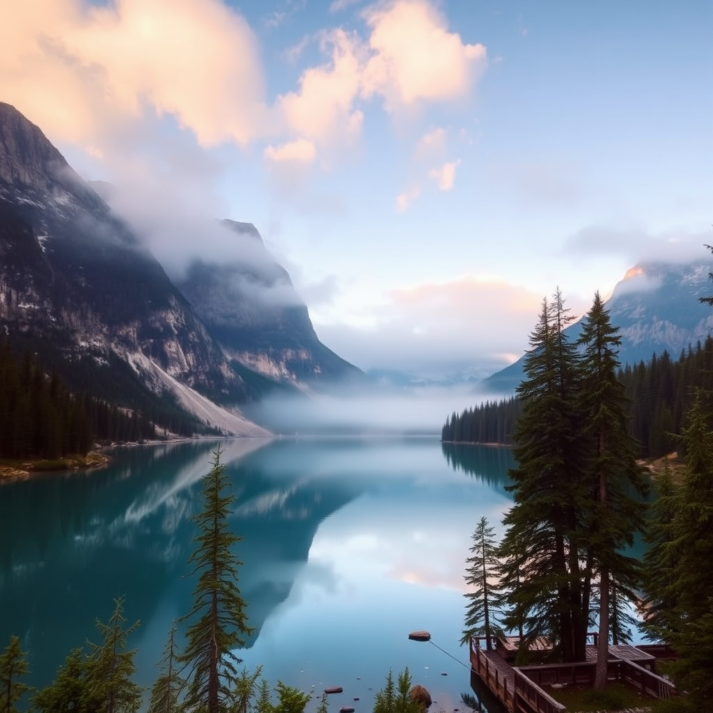 Lake Braies at dawn