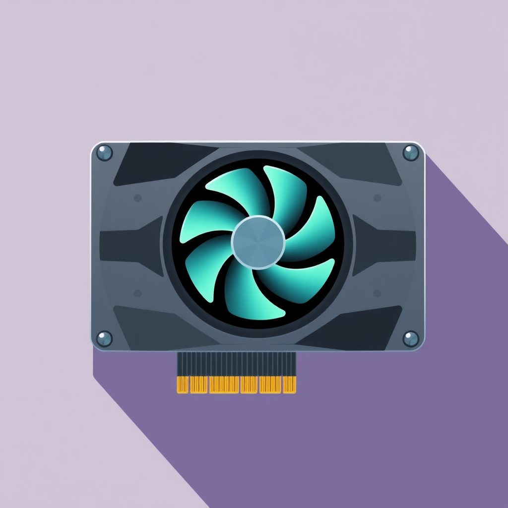 flat icon of gpu with three fans