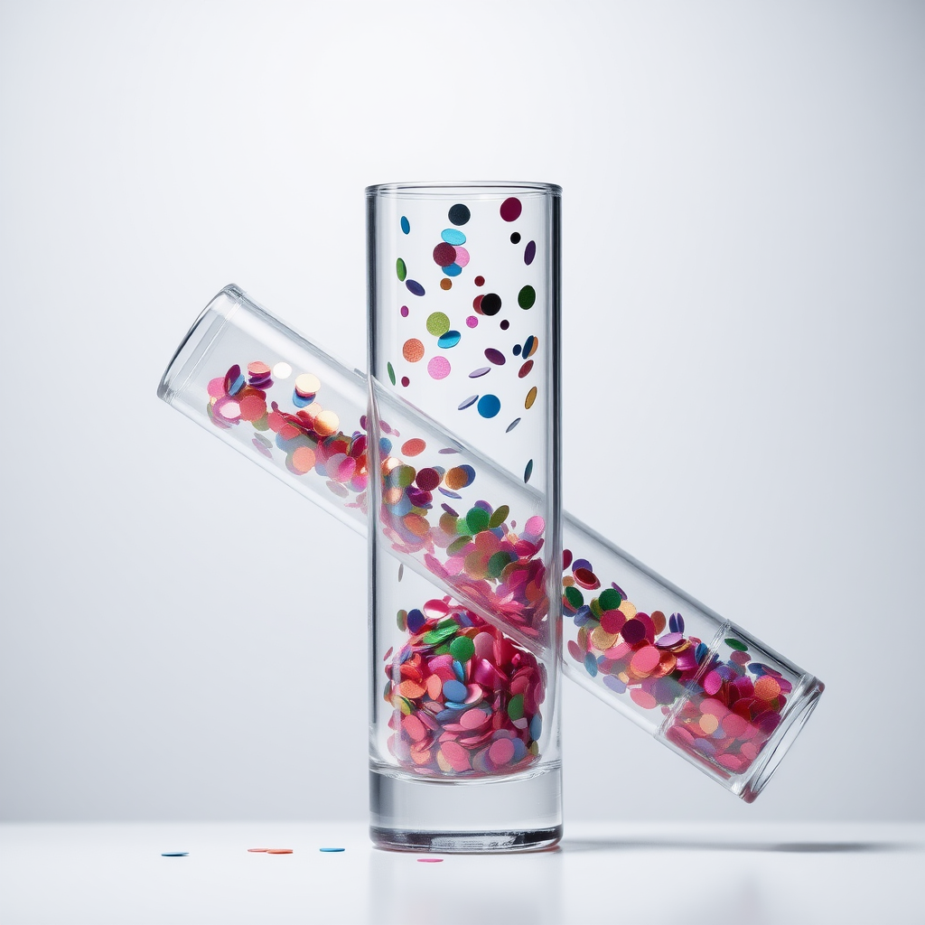 glass confetti tube with confetti inside