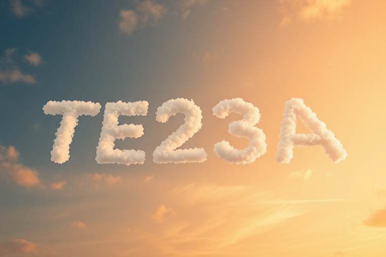 the text "TE23A" made out of clouds in the sky