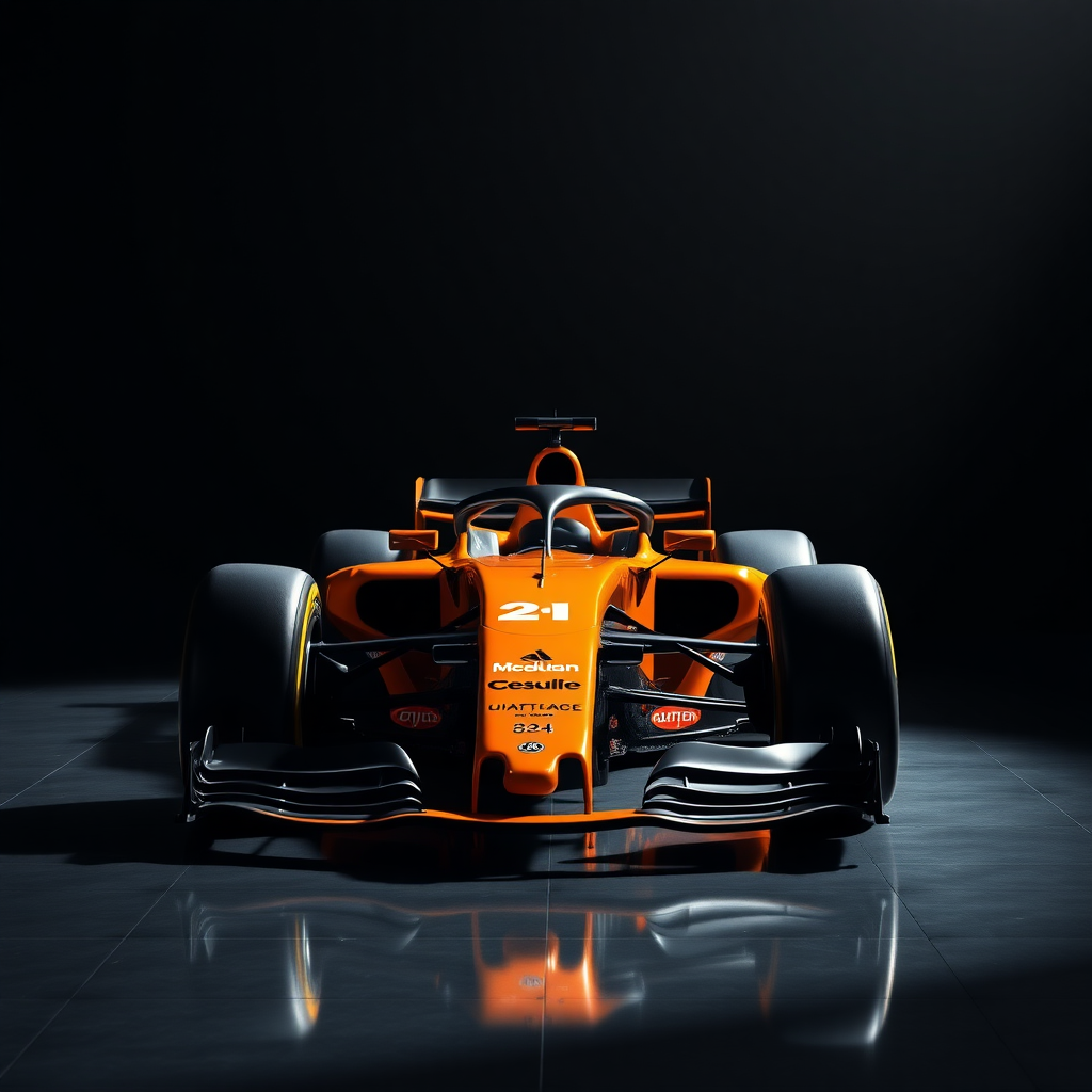 f1 car mclaren in dark backgroud with floor