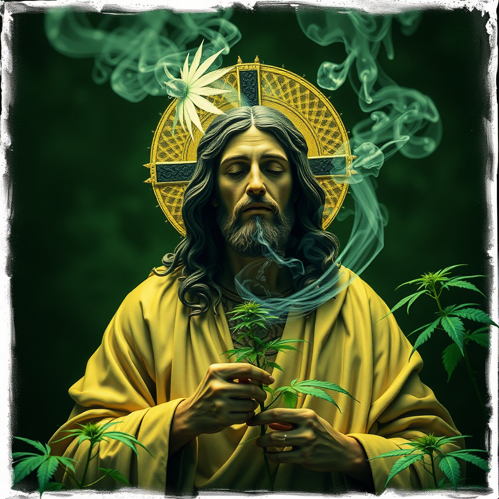 Jesus Christ smoking weed.