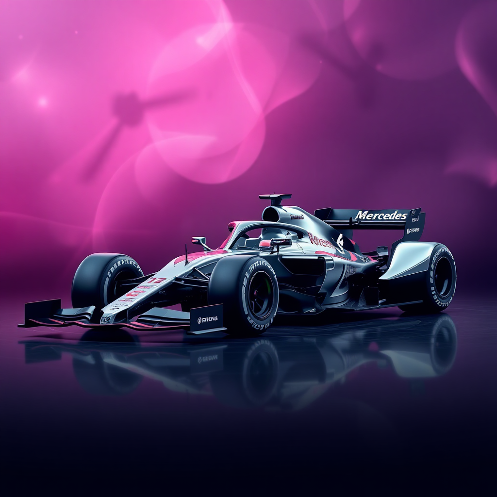 f1 car mercedes with a aesthetic background