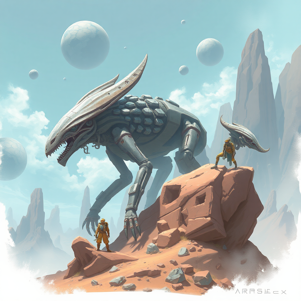 Concept art for a video game based on evolution on alien worlds.