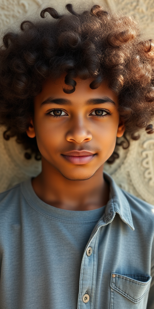 handsome african-italian boy, curly hair